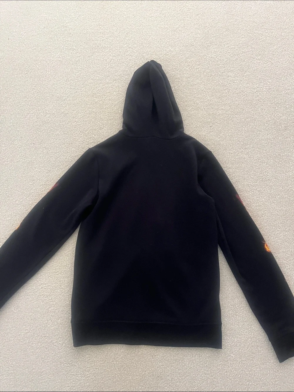 Tony Hawk Black Hoodie with Orange Flame Skull and Blue Eye Accents